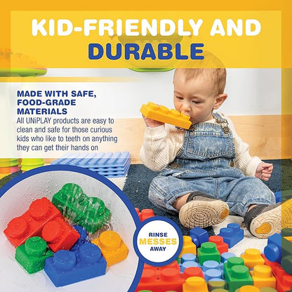 UNiPLAY Platform Soft Building Blocks — Educational Sensory Stacking Blocks, 11 x 11 Inch 3 Months (124-Piece Set)