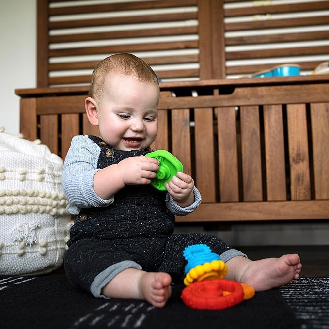 Baby Einstein Stack & Teethe Multi-Textured Easy-to-Grasp 5-Piece Teether Toy 3 Months