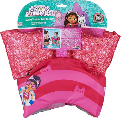 SwimWays Gabby's Dollhouse Swim Trainer, US Coast Guard Approved Life Vest Kids Swim Vest, Arm Floaties & Life Jackets for Kids 33-55 lbs, Gabby