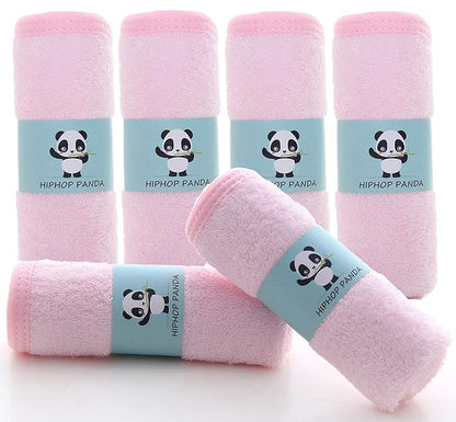 HIPHOP PANDA Baby Washcloths, Rayon Made from Bamboo - 2 Layer Ultra Soft Absorbent Newborn Bath Face Towel 6 Pack