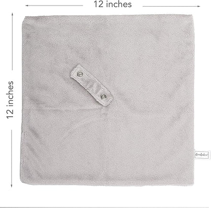 Ultra Soft Cotton Minky Velboa Baby Blanket with Snap Closure for Pacifier or Teether, Machine Washable 12 inch 12 inch