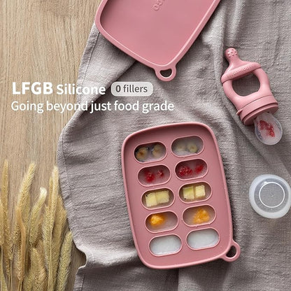 SAMiGO Baby Food Fruit Feeder and Breastmilk Popsicle Mold Set, Silicone Fruit Teether 4 Months+