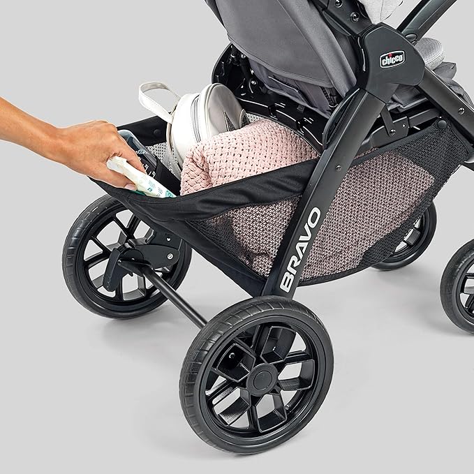 Chicco Bravo LE Trio Travel System, Bravo LE Quick-Fold Stroller with KeyFit 30 Zip Infant Car Seat, Car Seat and Stroller Combo | Driftwood/Grey