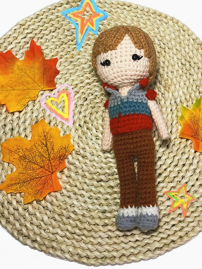 Music Lover Girls Style Handmade Crochet Knitted Doll, Cute Plush Toy for Music Lovers Fan Girls,8in