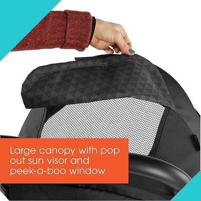 3Dpac CS Compact Stroller, Black – Car Seat Adaptable Baby Lightweight Stroller with Convenient One-Hand Fold, Reclining Seat and Extra-Large Canopy