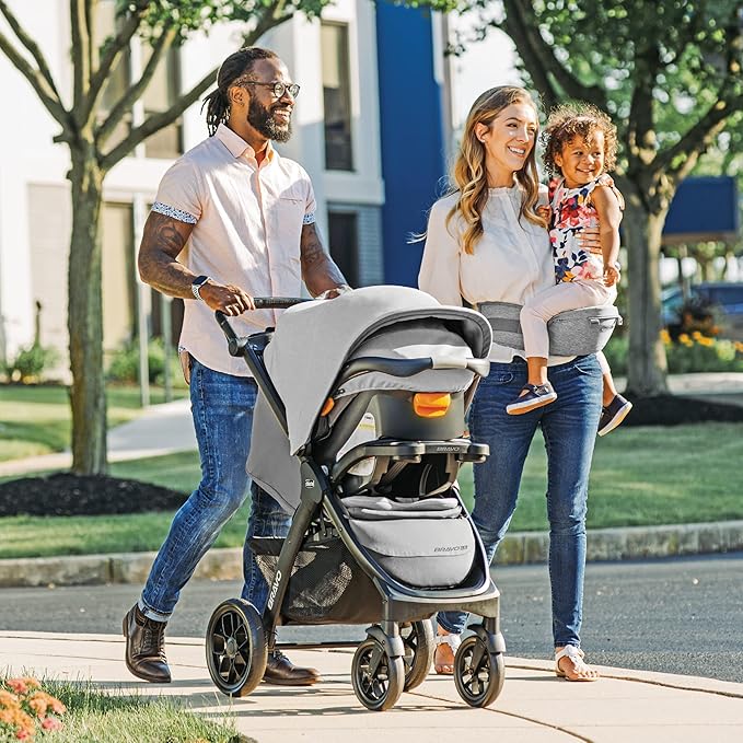 Chicco Bravo LE Trio Travel System, Bravo LE Quick-Fold Stroller with KeyFit 30 Zip Infant Car Seat, Car Seat and Stroller Combo | Driftwood/Grey