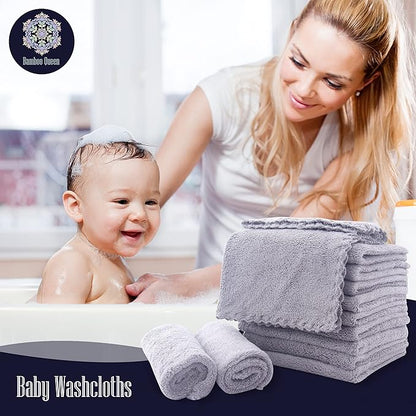 16 Pack Baby Washcloths - Luxury Coral Fleece Grey,10x10 Inch