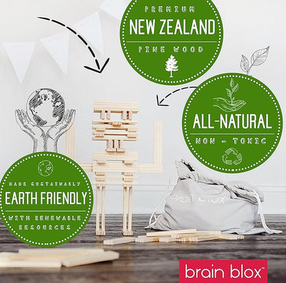Natural Wooden Blocks for Kids Ages 4-8 - Montessori Blocks for Hands-on Learning (300 Building