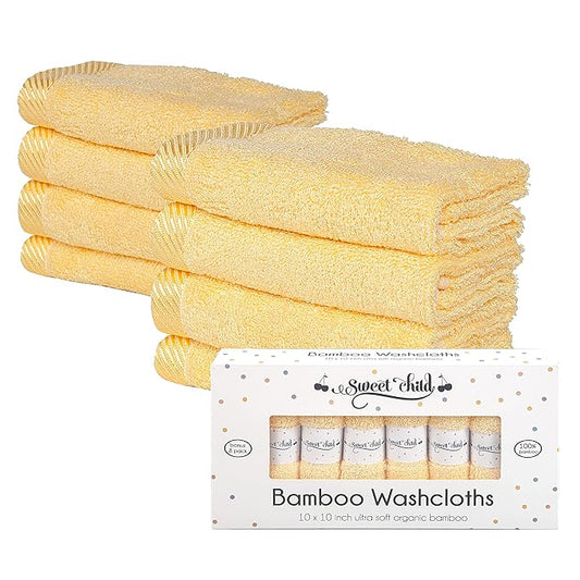 Sweet Child 8-Pack Baby Washcloths -Super Soft Rayon Washcloth, Baby Wash Cloths for Newborn