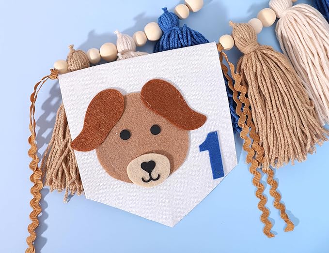 Puppy Tassel High Chair Banner - Dog Themed 1st Birthday Party Decor,Puppy First Birthday Highchair Banner