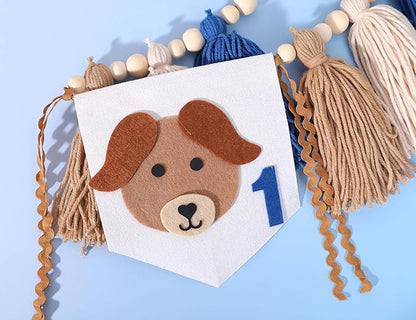 Puppy Tassel High Chair Banner - Dog Themed 1st Birthday Party Decor,Puppy First Birthday Highchair Banner