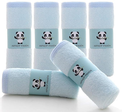 HIPHOP PANDA Baby Washcloths, Rayon Made from Bamboo - 2 Layer Ultra Soft Absorbent Newborn Bath Face Towel 6 Pack