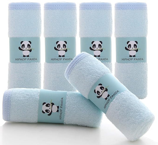 HIPHOP PANDA Baby Washcloths, Rayon Made from Bamboo - 2 Layer Ultra Soft Absorbent Newborn Bath Face Towel 6 Pack