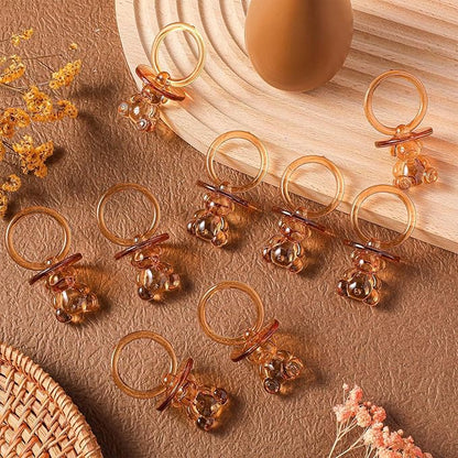 50 Pcs Acrylic Pacifier, Brown Bear Acrylic Pacifiers for Baby