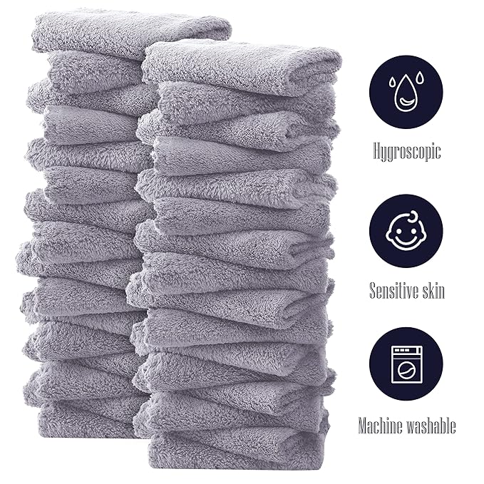 32 Pack Baby Washcloths - 10x10 Inch, Coral Fleece