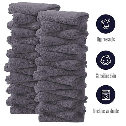 32 Pack Baby Washcloths - Luxury Coral Fleece 10x10 Inch