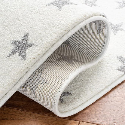 SAFAVIEH Carousel Kids Collection Area Rug - 6'7" x 9', Ivory & Grey, Non-Shedding & Easy Care, Ideal for High Traffic Areas for Boys & Girls in Playroom, Nursery, Bedroom (CRK135A)