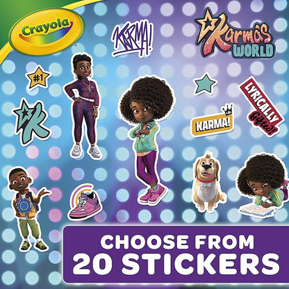 Crayola Karma's World Coloring Book, Stickers Included, Gift for Girls & Boys, 96 Pages