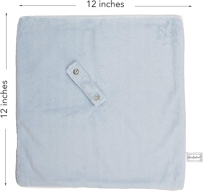 Ultra Soft Cotton Minky Velboa Baby Blanket with Snap Closure for Pacifier or Teether, Machine Washable 12 inch 12 inch