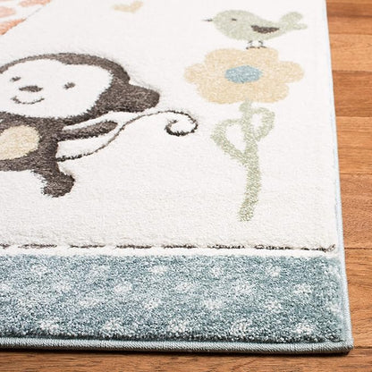 SAFAVIEH Carousel Kids Collection Accent Rug - 2' x 3', Ivory, Animal Design, Non-Shedding & Easy Care, Ideal for High Traffic Areas for Boys & Girls in Playroom, Nursery, Bedroom (CRK120A)