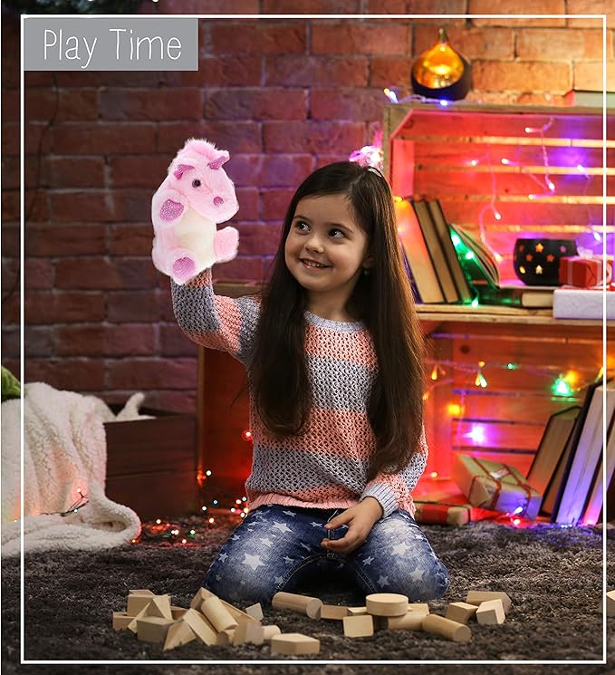 DolliBu Unicorn Plush Hand Puppet for Kids - Soft Plush