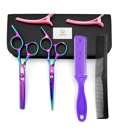 LIGICKY Hair Cutting Scissors Kit Professional Stainless Steel Hairdressing Scissors Set Hair thinning Shears Bang Hair Scissor for Kids/Salon/Home