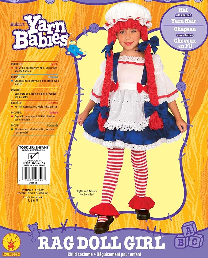 Rubies Child's Rag Doll Costume, Small for Themed Parties and Halloween