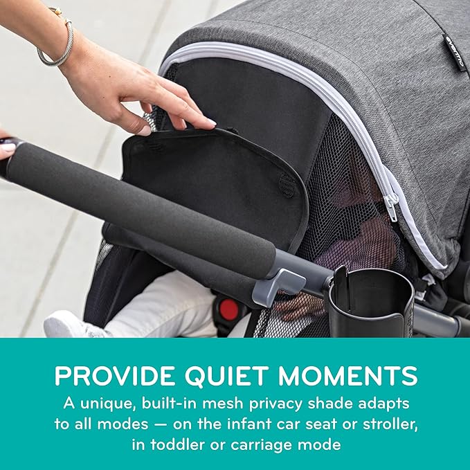 Evenflo Pivot Vizor Travel System with LiteMax Infant Car Seat (Promenade Blue) & LiteMax Infant Car Seat Base