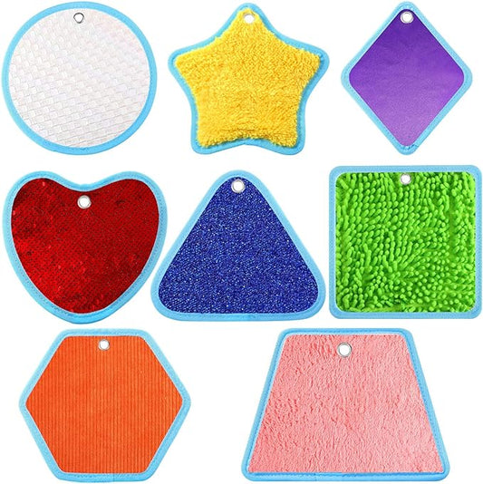 Boao 8 Set Mini Sensory Mats Assorted Textured Play Mat Activity(Irregular,8.7 Inch)