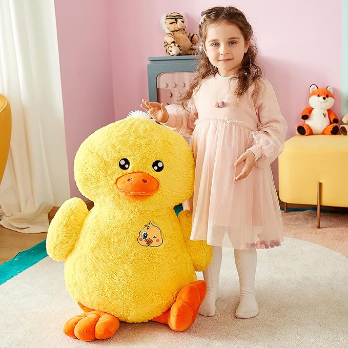 IKASA Large Duck Stuffed Animals Giant Soft Plush Toy,19" Cute Huge Jumbo Fluffy Plushy Big Size Duck Fat Plushie 19 inches)