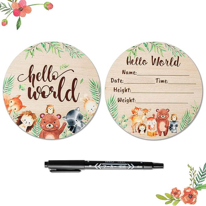 R HORSE Baby Birth Announcement Sign with Marker Pen Double-sided