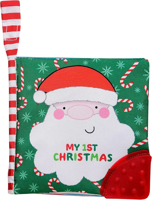 Baby Starters My First Christmas Soft, Crinkle Activity Book with Silicone Teether and Travel Strap (5 1/2