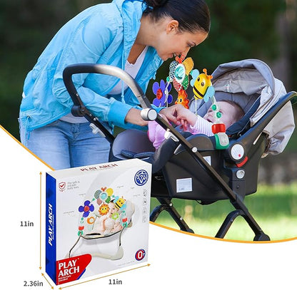 Adjustable Arch Bassinet Toys for Infant & Toddlers, Stroller Arch, Baby Crib Toys with Fascinating Toys for Stimulating Baby’s Senses and Developing Motor Skills