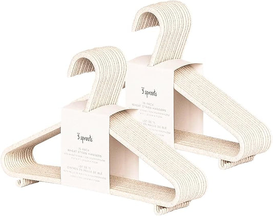 3 Sprouts Wheat Straw Plastic Hangers - 30-Pack Eco-Conscious Toddler Hangers for Child & Baby Clothes, Coats - Kid Closet Hangers Ideal for Small Girls, Boys, Children & Kids - Speckled Cream