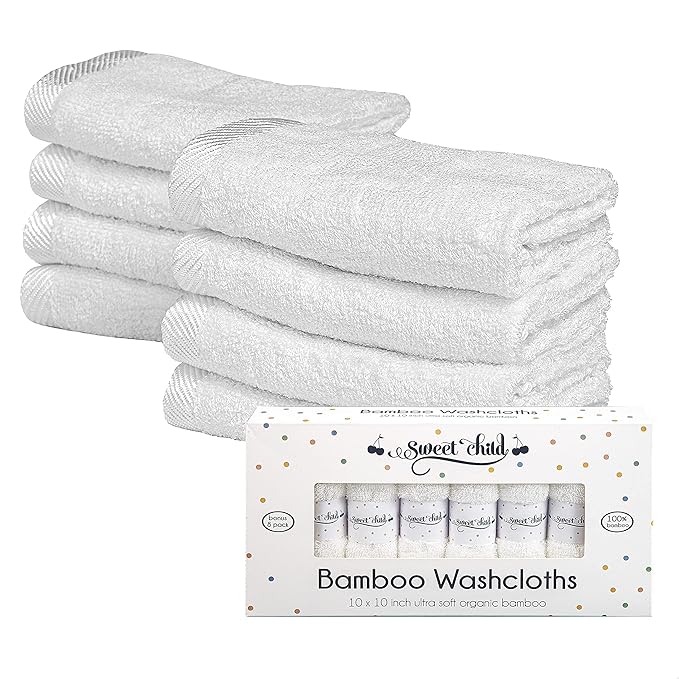 Sweet Child 8-Pack Baby Washcloths -Super Soft Rayon Washcloth, Baby Wash Cloths for Newborn
