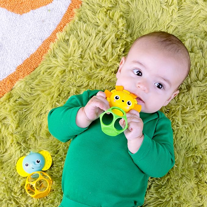Bright Starts Soother Pals Easy-Grasp Teether Toys, 2-Pack Lion and Elephant Characters