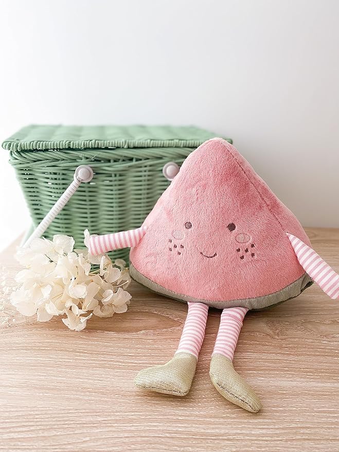 MON AMI Premium Water-Melonie Soft Stuffed Plush Toy 10”, Whimsical Adorable Face - Handcrafted Squishable Fruit Doll