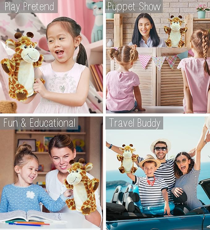 DolliBu Giraffe Plush Hand Puppet For Kids - Soft Plush
