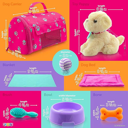 Play22 Plush Puppy Doll Set for Kids 9 PCS - Baby Doll Accessories 4 Year 18" Dolls,