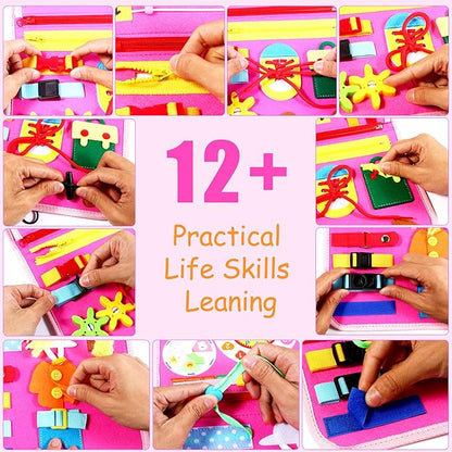 Busy Board for Toddlers, Montessori Toys Developing Sensory Activity Book 3-12 Year