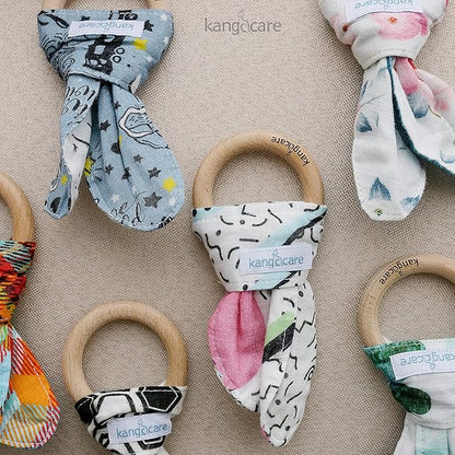 Kanga Care Baby Soft Muslin Sensory Crinkle Bunny Ear Wood 80's