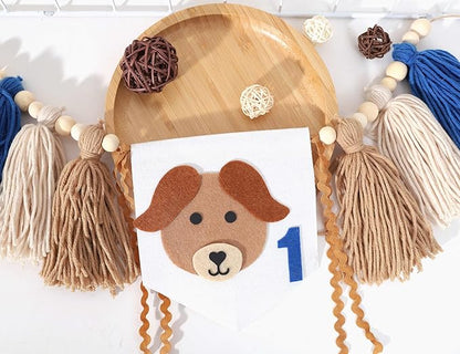 Puppy Tassel High Chair Banner - Dog Themed 1st Birthday Party Decor,Puppy First Birthday Highchair Banner