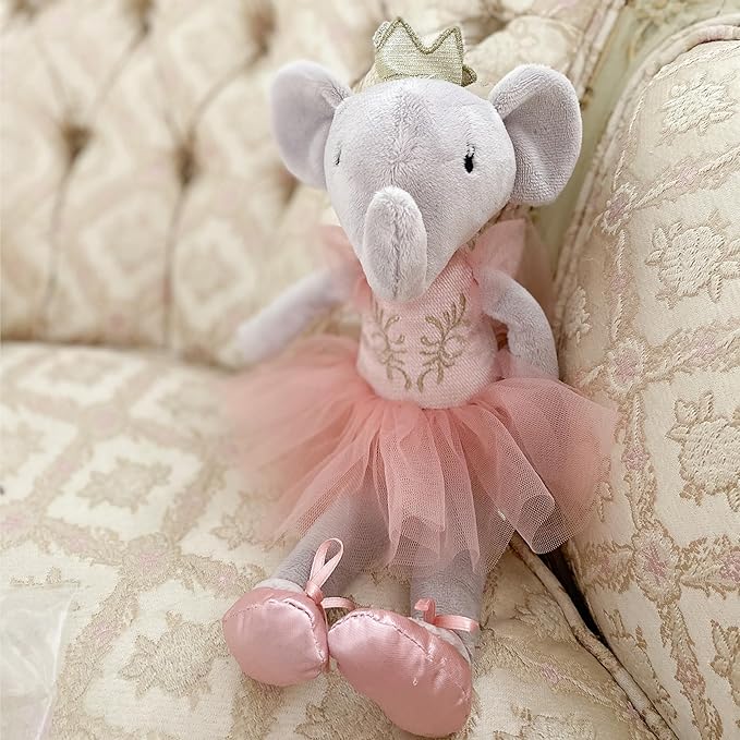 MON AMI Princess Evelyn The Elephant Plush Stuffed Doll – 12”, Cute Elephant in Tulle Dress
