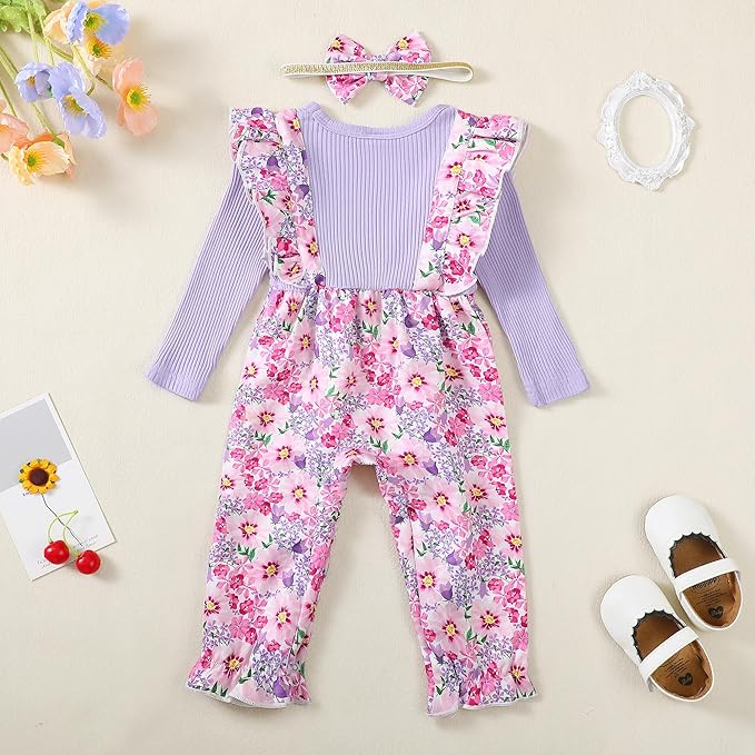Newborn Baby Girls One Piece Romper Jumpsuit Cute Floral Print