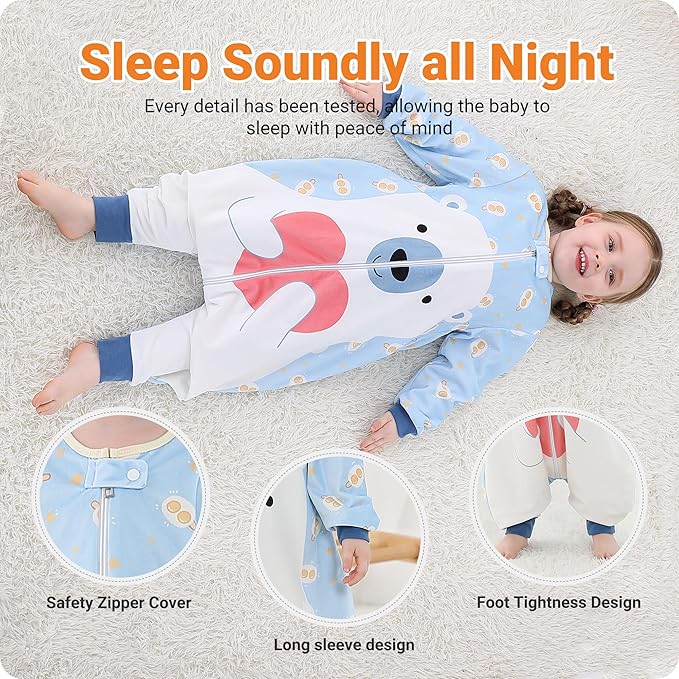 Baby Sleeping Sack Sleeveless, Toddler Sleeping Bag with Legs