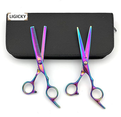 LIGICKY Hair Cutting Scissors Kit Professional Stainless Steel Hairdressing Scissors Set Hair thinning Shears Bang Hair Scissor for Kids/Salon/Home