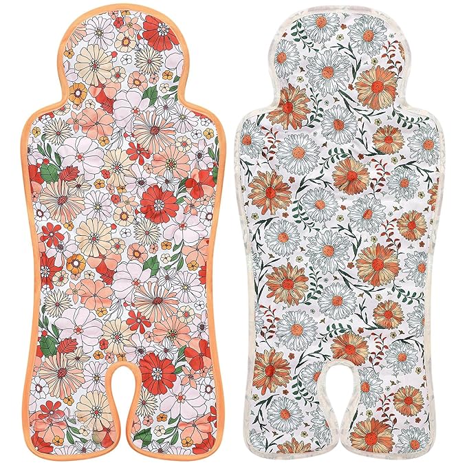 Pinkunn 2 Pcs Gel Car Seat Cooling Pad for Baby Summer Breathable Ice Cushion Multifunctional Ice Stroller Cooler Mat for Stroller Baby Dining Chair Child Safety Seat(Classic Color,Flower)