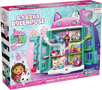 Gabby’s Dollhouse, Purrfect Dollhouse with 15 Pieces including Toy Figures, Furniture, Accessories and Sounds, Kids Toys for Ages 3 and up