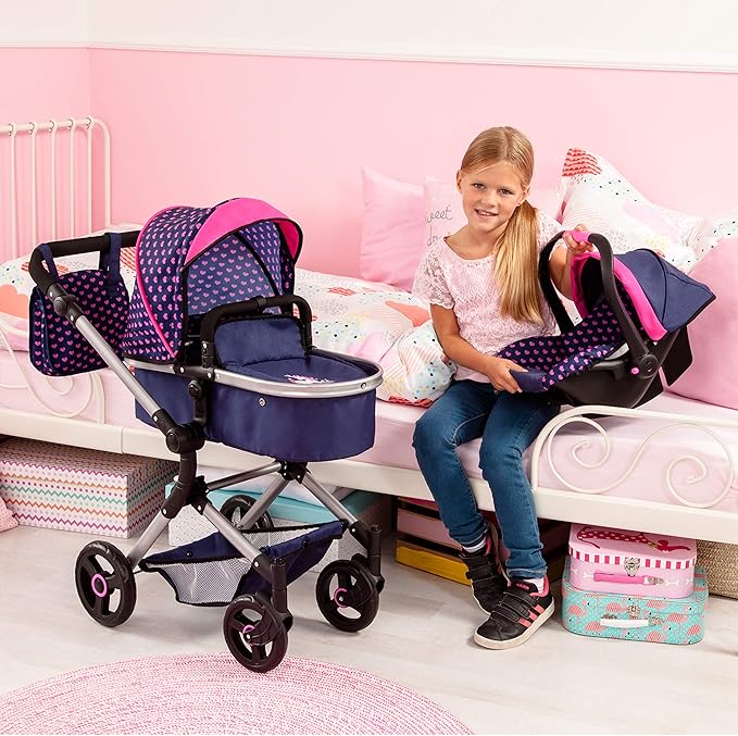 Bayer Design Baby Doll City Vario Pram, Blue Pink