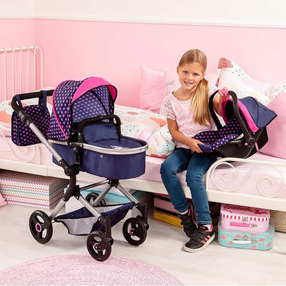 Bayer Design Baby Doll City Vario Pram, Blue Pink